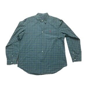 Ralph Lauren Men’s XL Green Blue Plaid Button Down Long Sleeve Shirt Classic Fit
